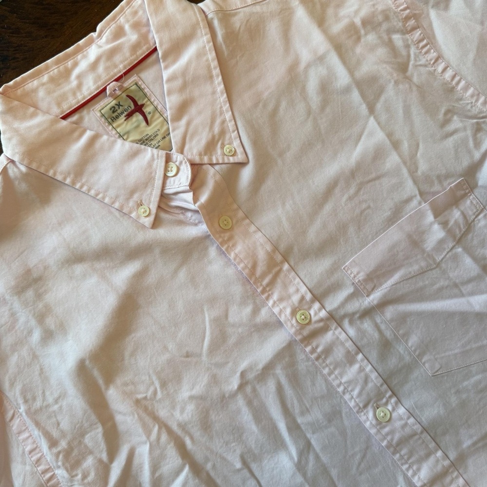 Relwen Shirt Mens 2XL Pink Solid Long Sleeve Button Down Cotton Pocket Huckberry